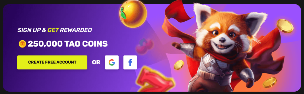 TaoFortune Casino sign-up screen